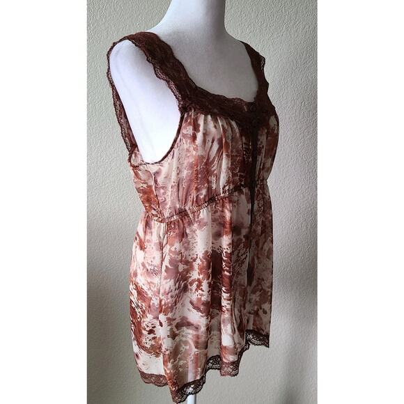 Y2K Babydoll Milkmaid Lace Cottagecore Top Dress LARGE Semi Sheer Retro Button U - Picture 3 of 11